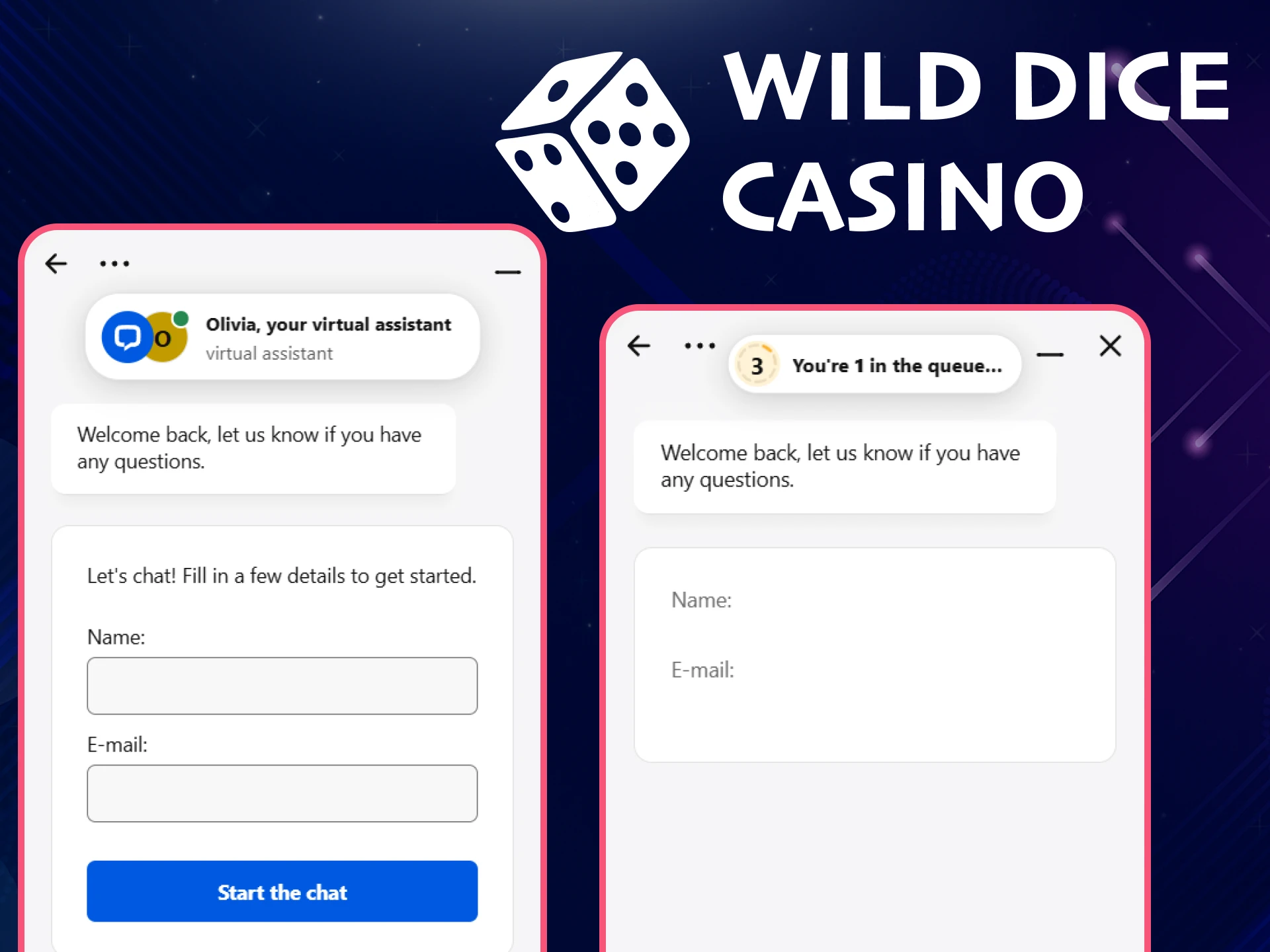 There is support on the Wild Dice Casino website.