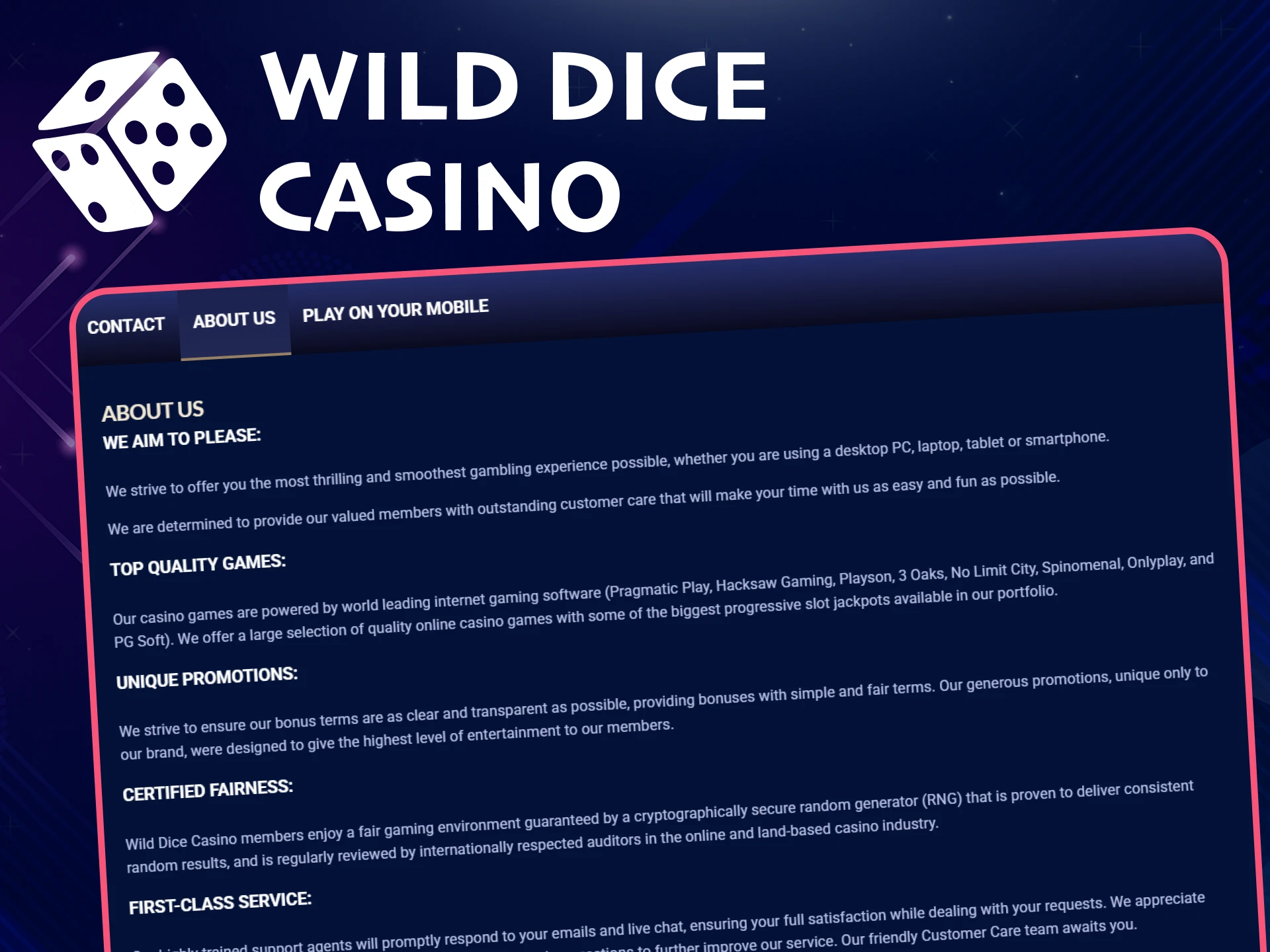 Explore information about Wild Dice Casino.