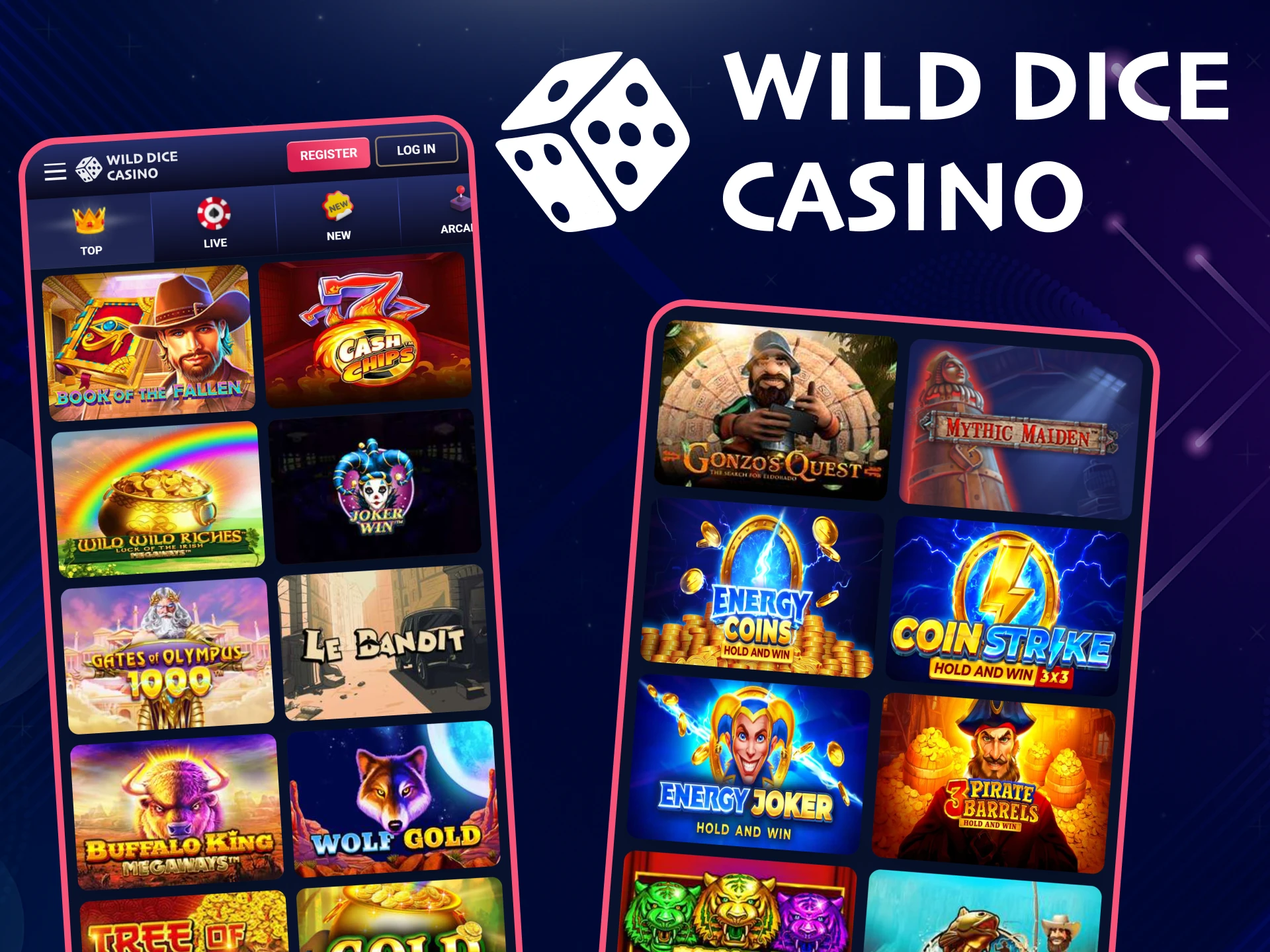 There are many different casino games available in the Wild Dice Casino app.