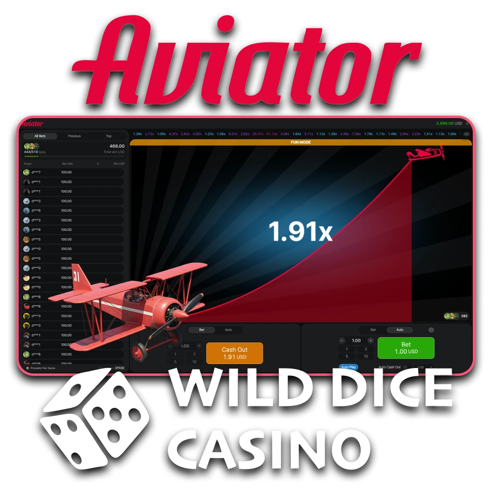 To play Aviator, choose the Wild Dice Casino website.