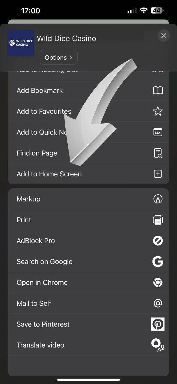 Tap the Add to Home Screen button on your iOS device.