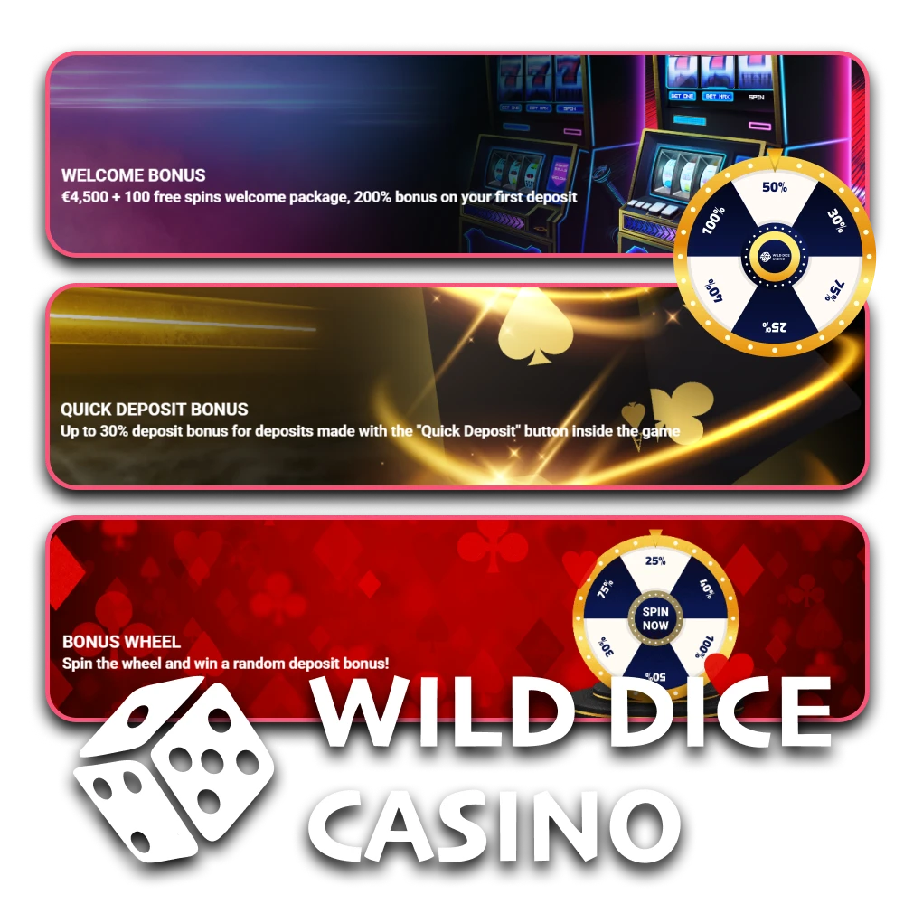 We'll tell you about bonuses from Wild Dice Casino.