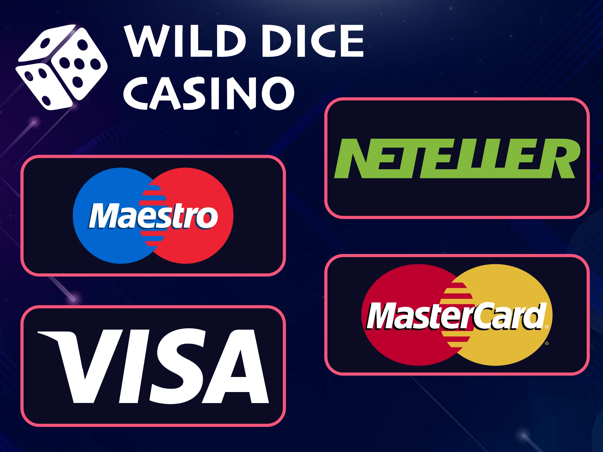 Choose a convenient deposit method from Wild Dice Casino.