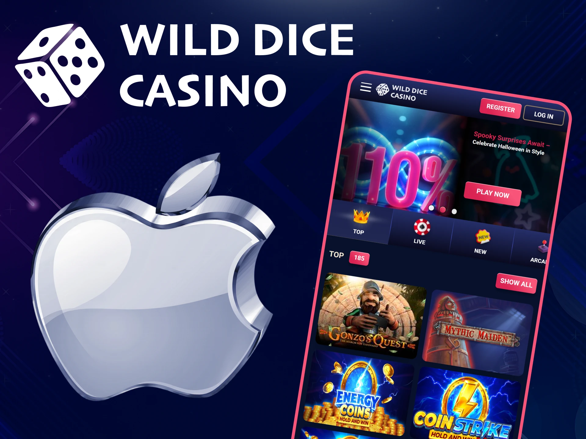 Download the Wild Dice Casino app to your iOS device.