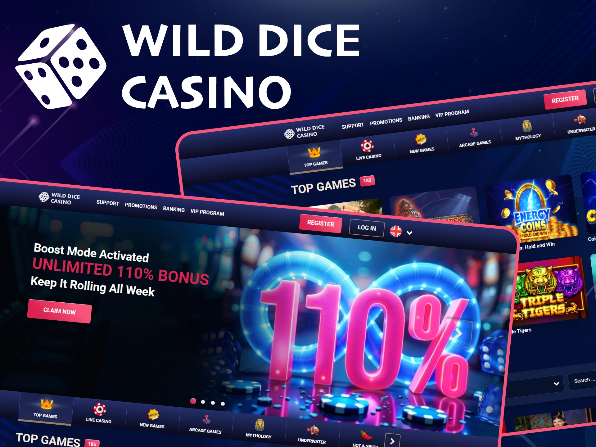 Use your PC to play at Wild Dice Casino.