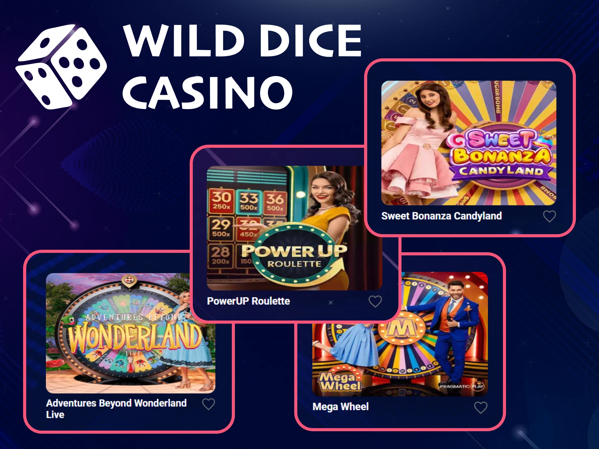 A variety of TV Games are available in the live casino section of Wild Dice Casino.