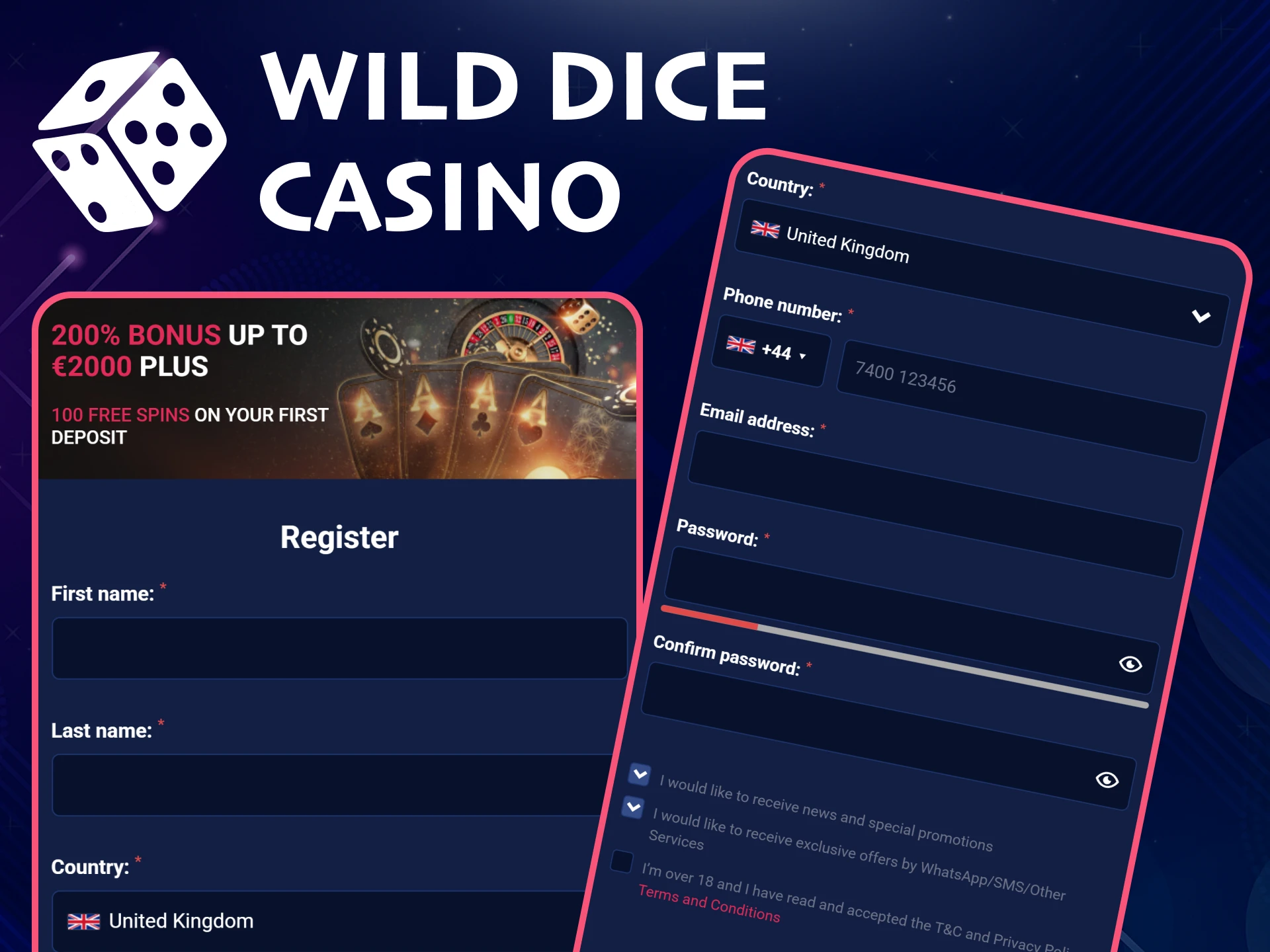 You can also register in the Wild Dice Casino app.