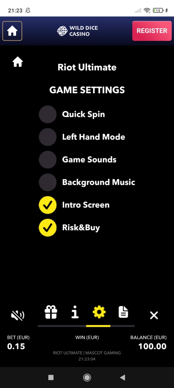 Customize your gaming experience at Wild Dice Casino.