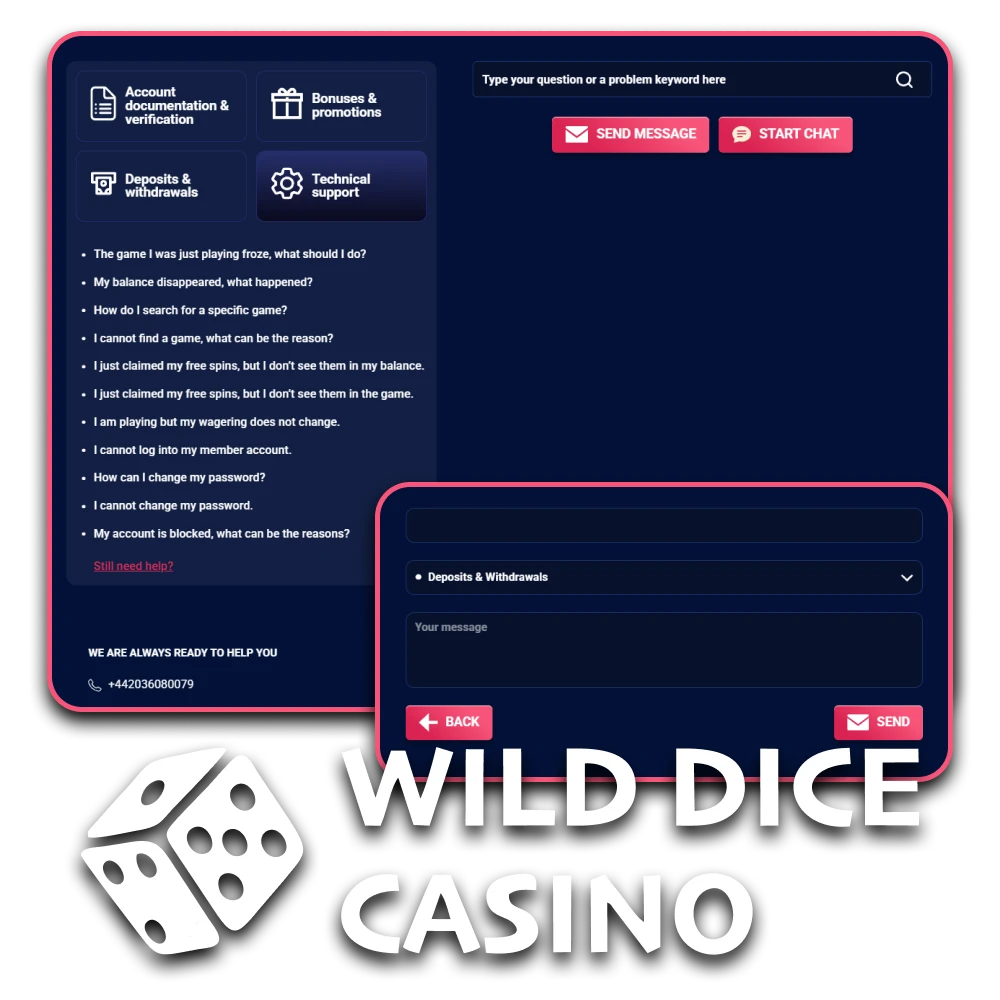 We'll tell you how you can contact Wild Dice Casino support.