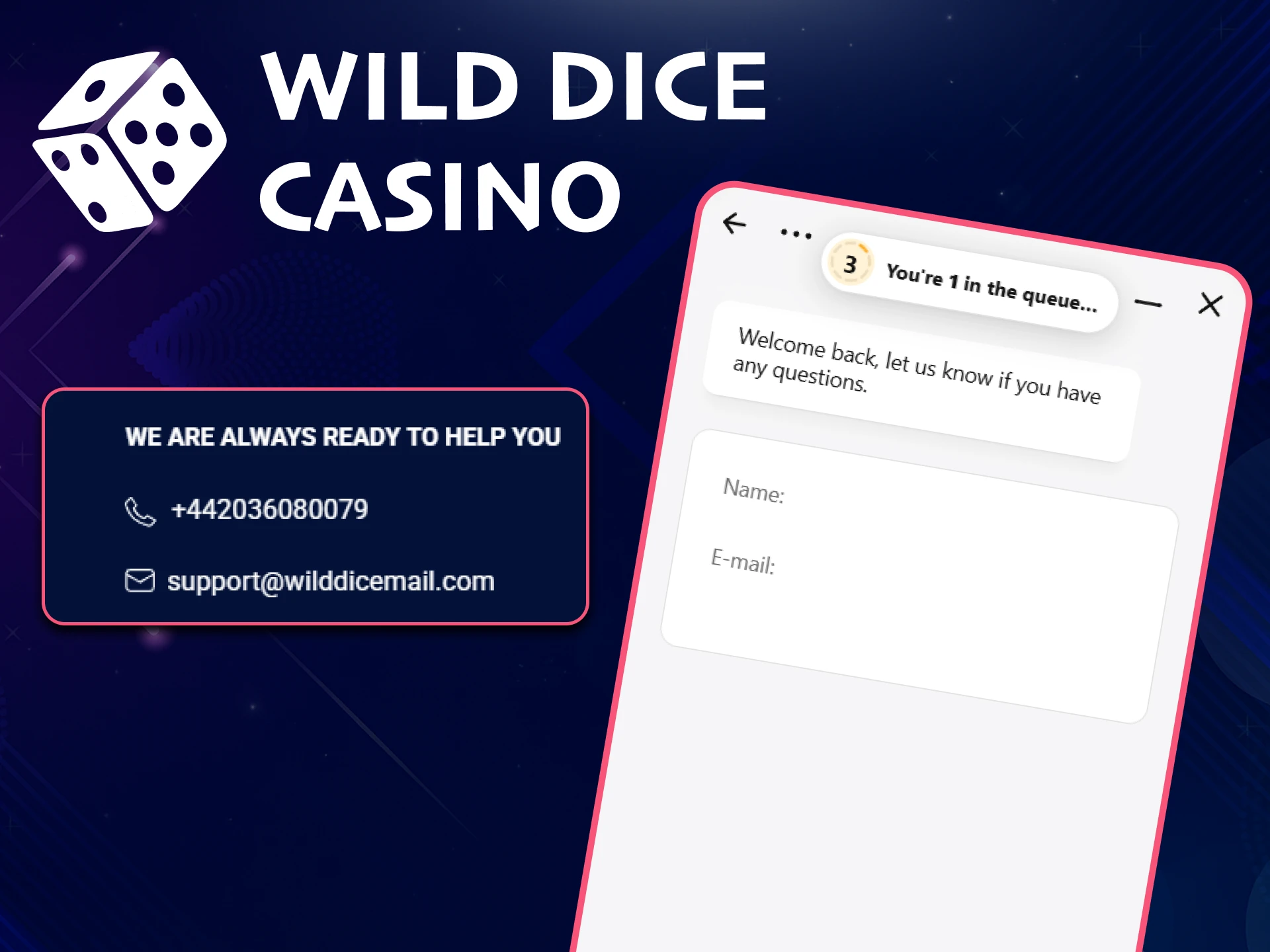 You can always contact Wild Dice Casino's support team.