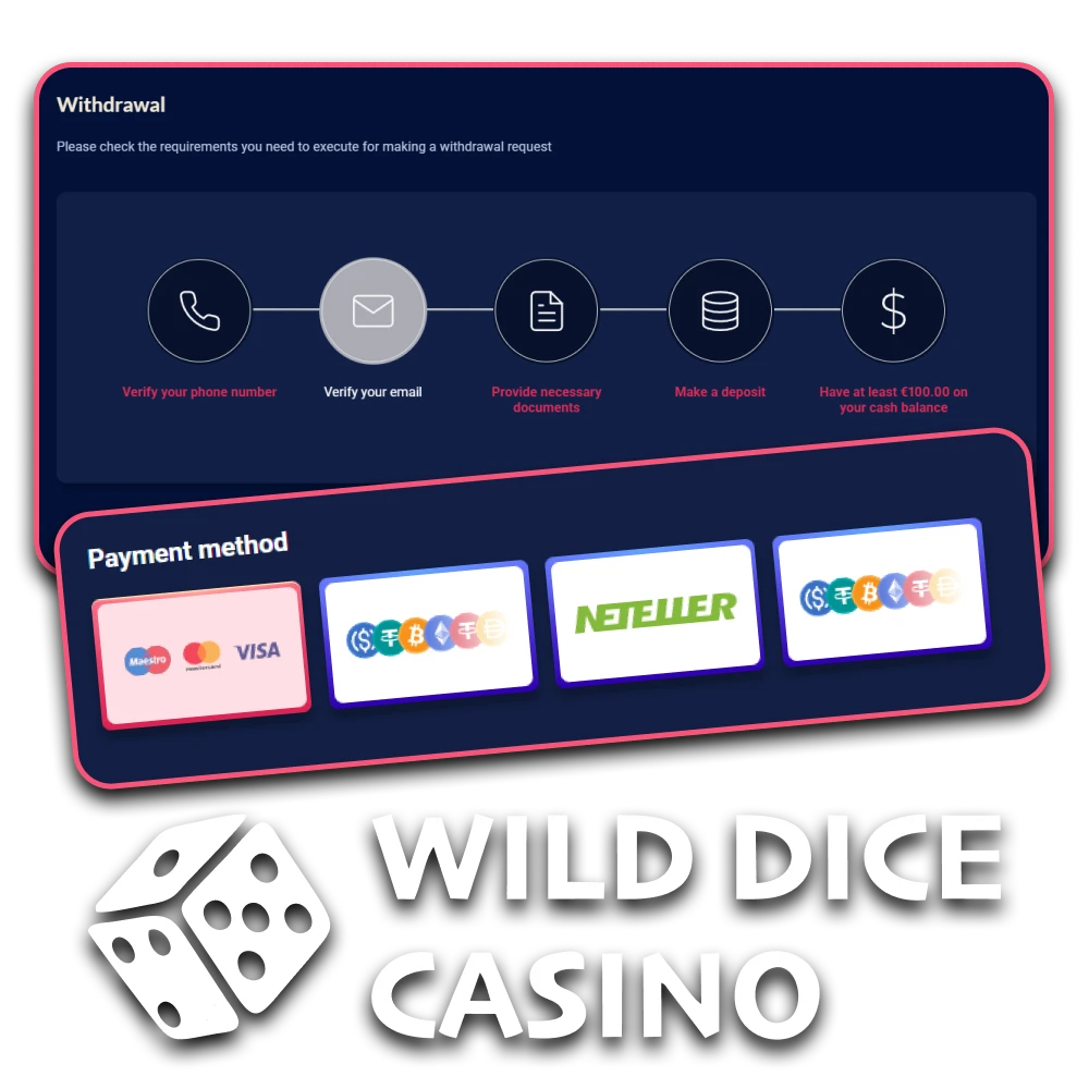 Use Wild Dice Casino's convenient withdrawal method.