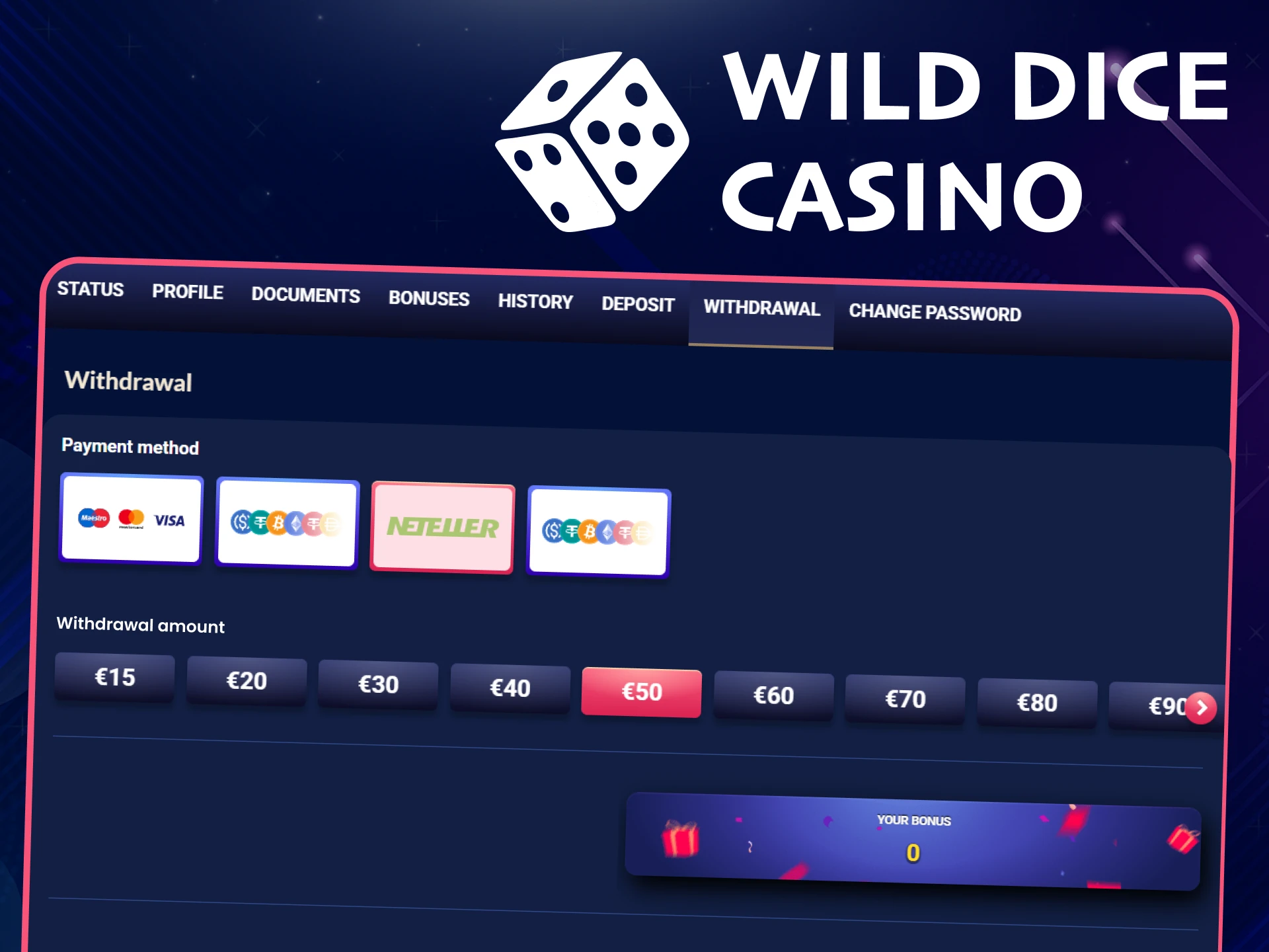 We'll explain what withdrawal issues you might encounter at Wild Dice Casino.
